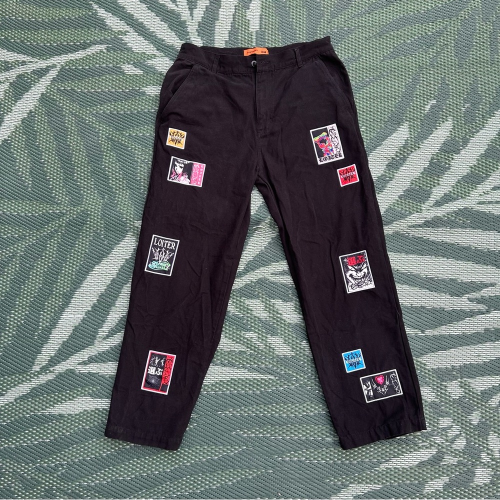 LOITER Anime Patchwork Graphic Pants Men Size 34